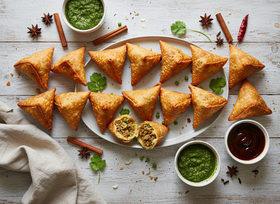 image for Samosas - Deep-Fried Pastries Filled with Spiced Potatoes and Peas